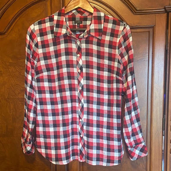 Talbots Tops - Talbots Red, White and Black Checkered Shirt Size Medium